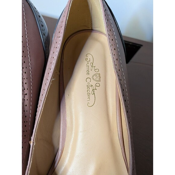 Dainee Retro Two Tone Brogue Pumps Heels Sz 6 Dusty Pink Gray Spectator Pinup - Picture 4 of 6